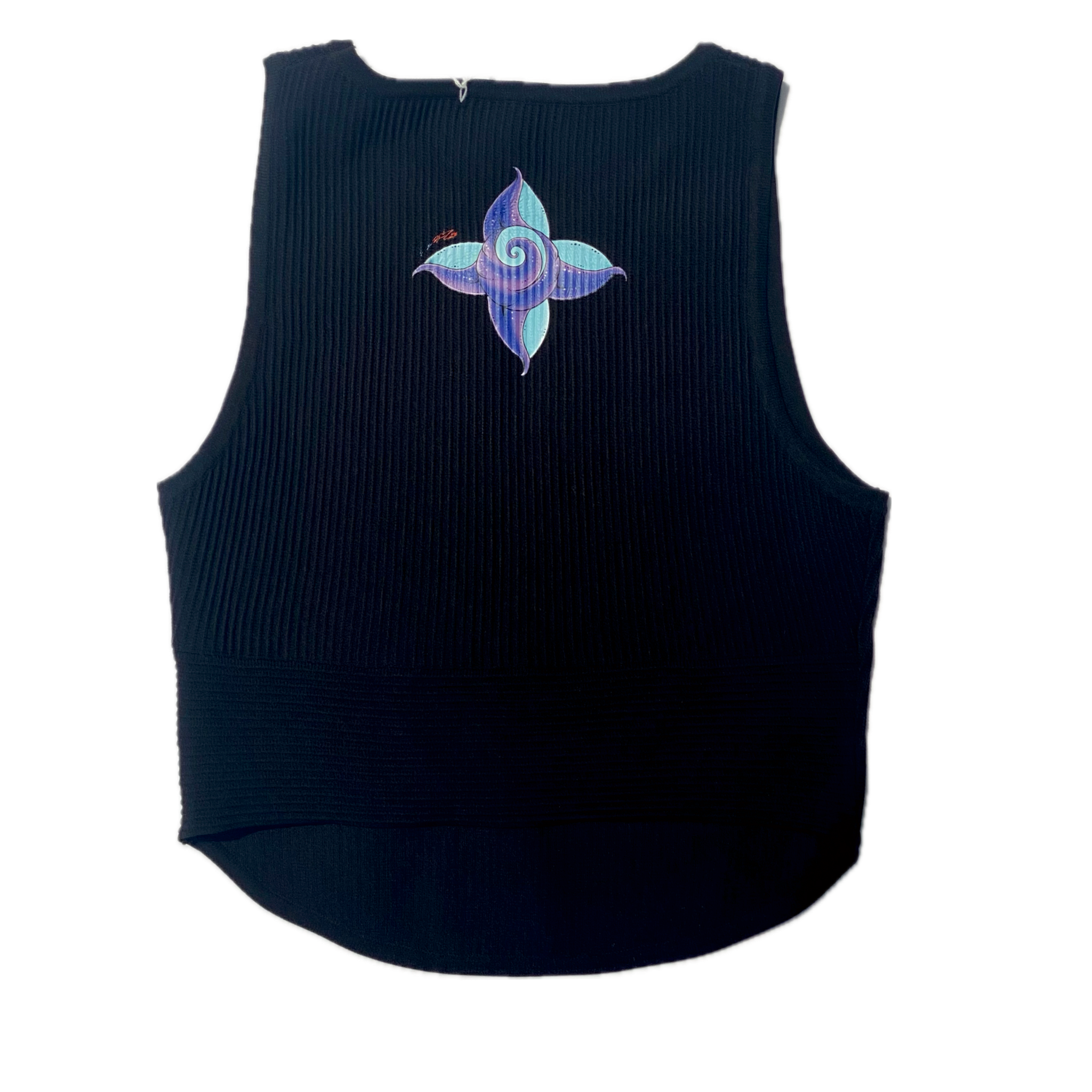 Vamera Ocseria Mermaid Queen on Night Black Crop Top Sweater