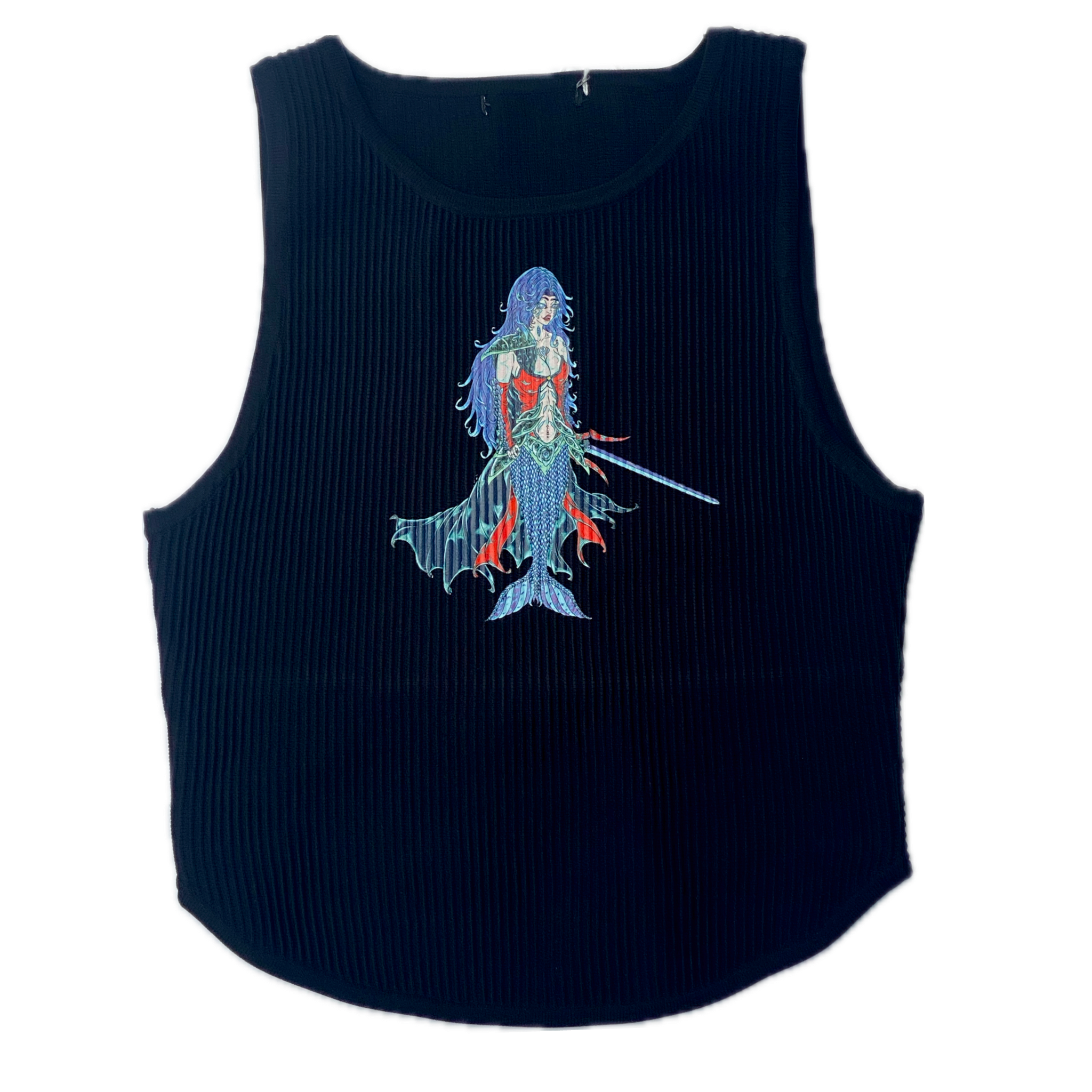 Vamera Ocseria Mermaid Queen on Night Black Crop Top Sweater