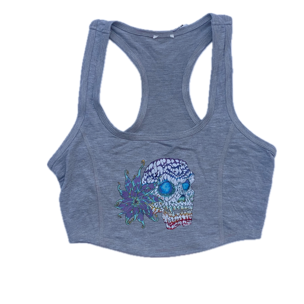 Rebirth Skull Sports Gray Crop Top