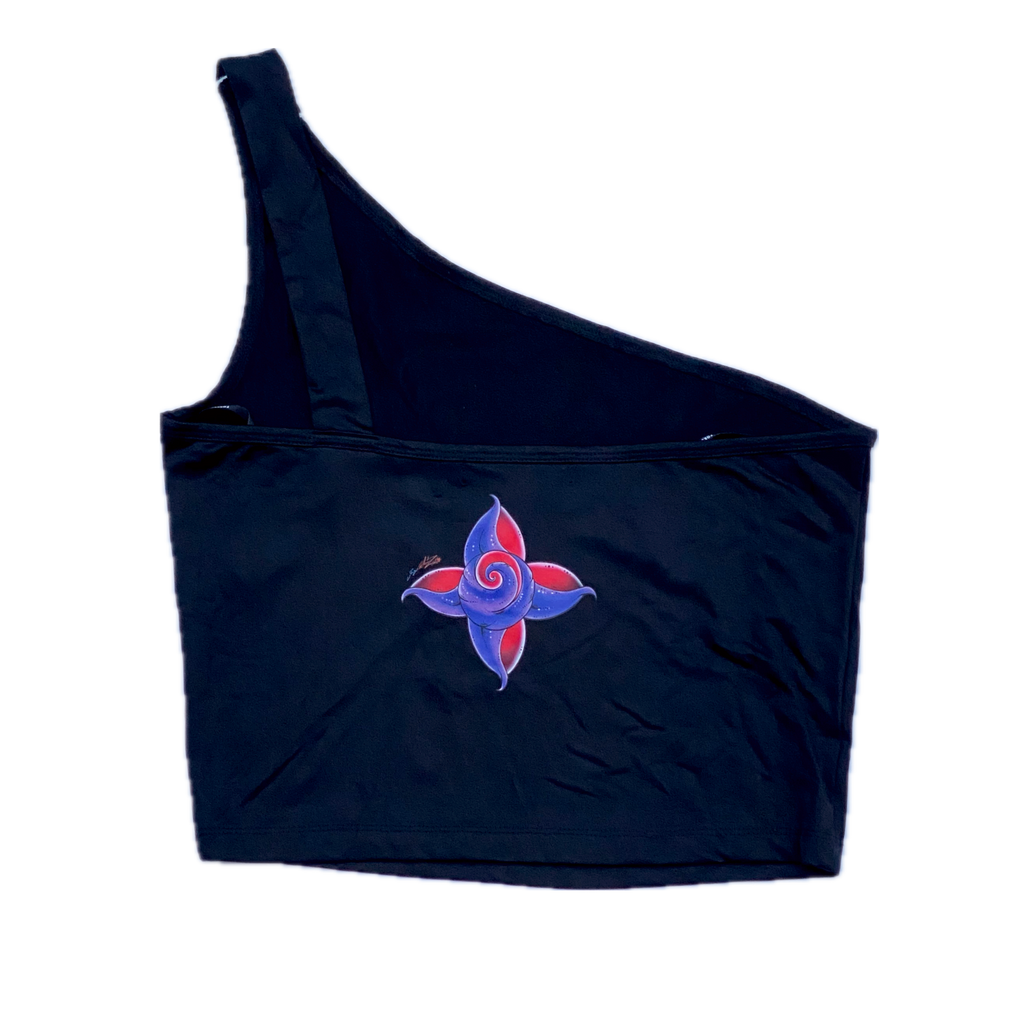 Celestial Butterfly Night Black Tank Crop Top