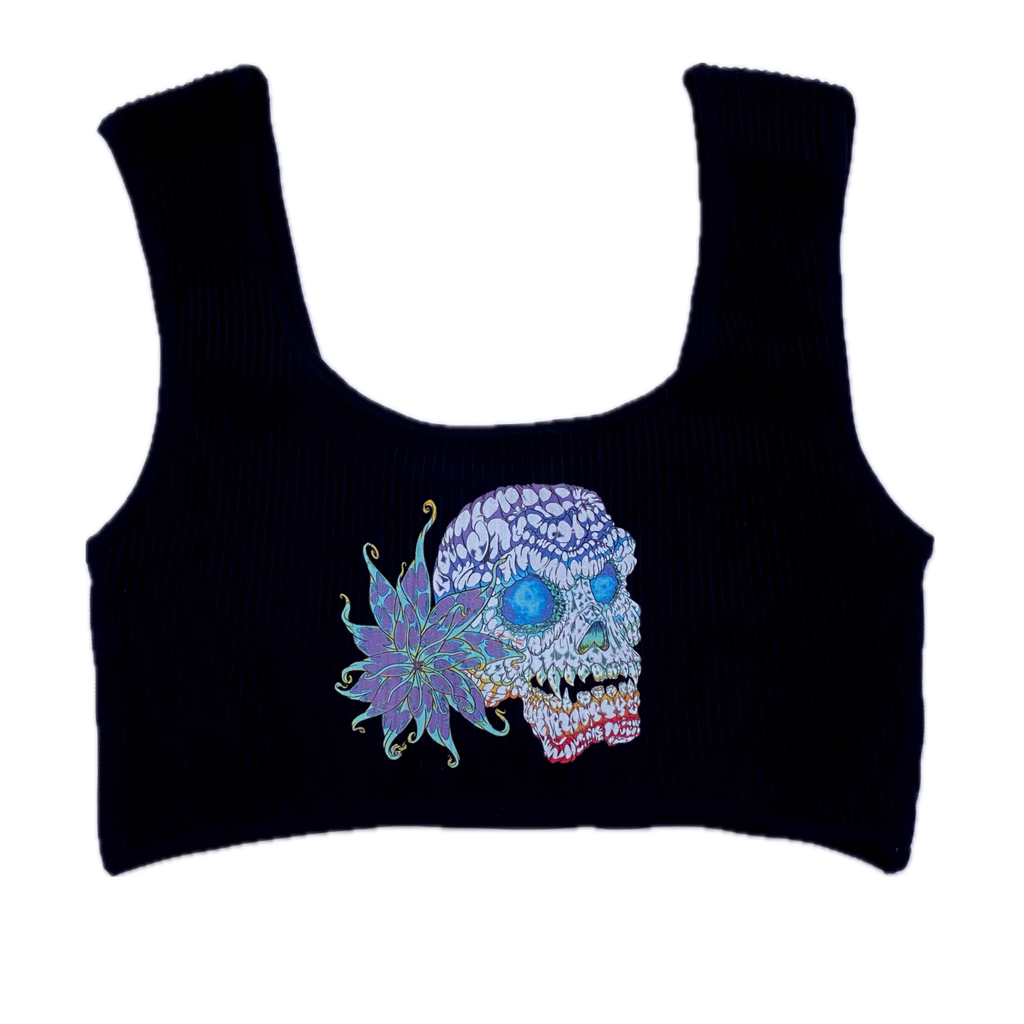 Rebirth Skull Crop Top Sweater Night Black