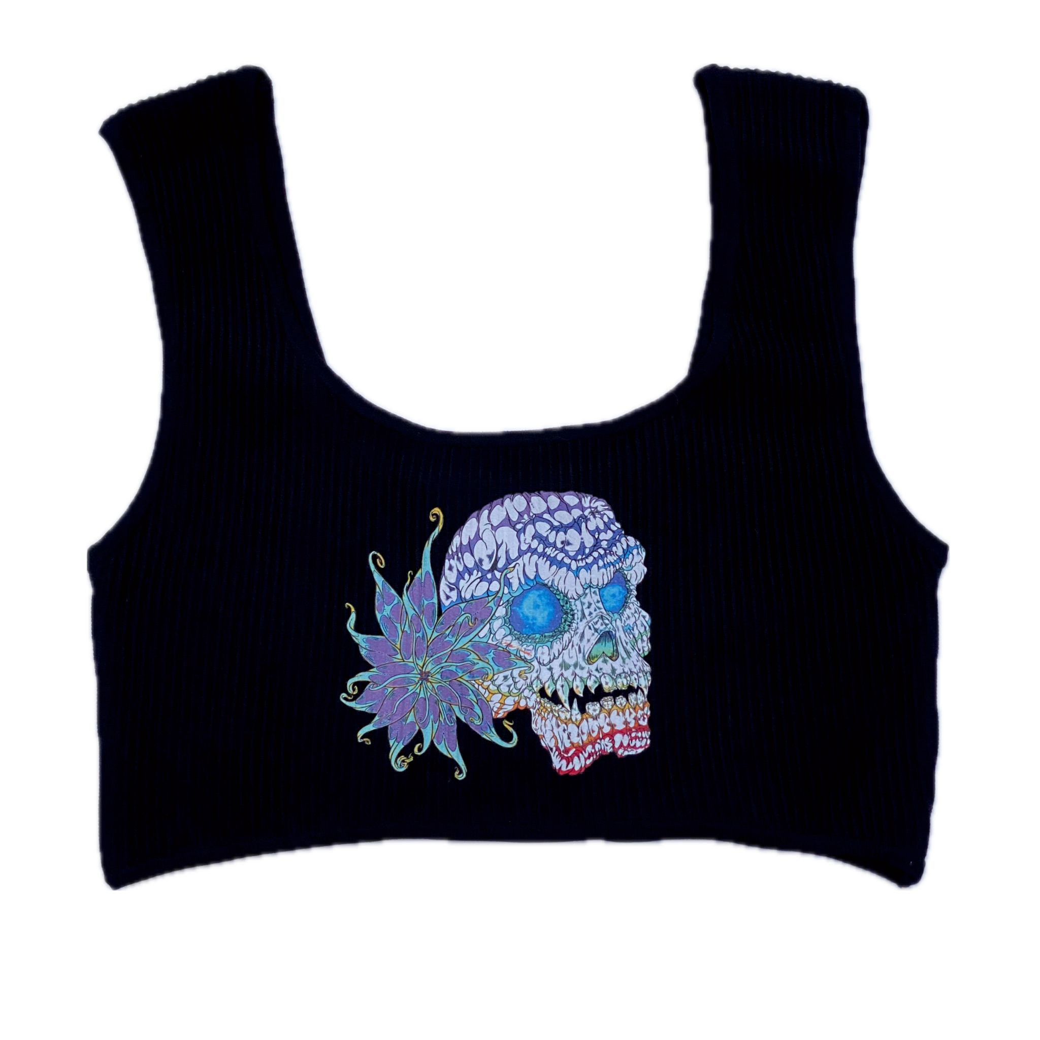 Rebirth Skull Crop Top Sweater Night Black