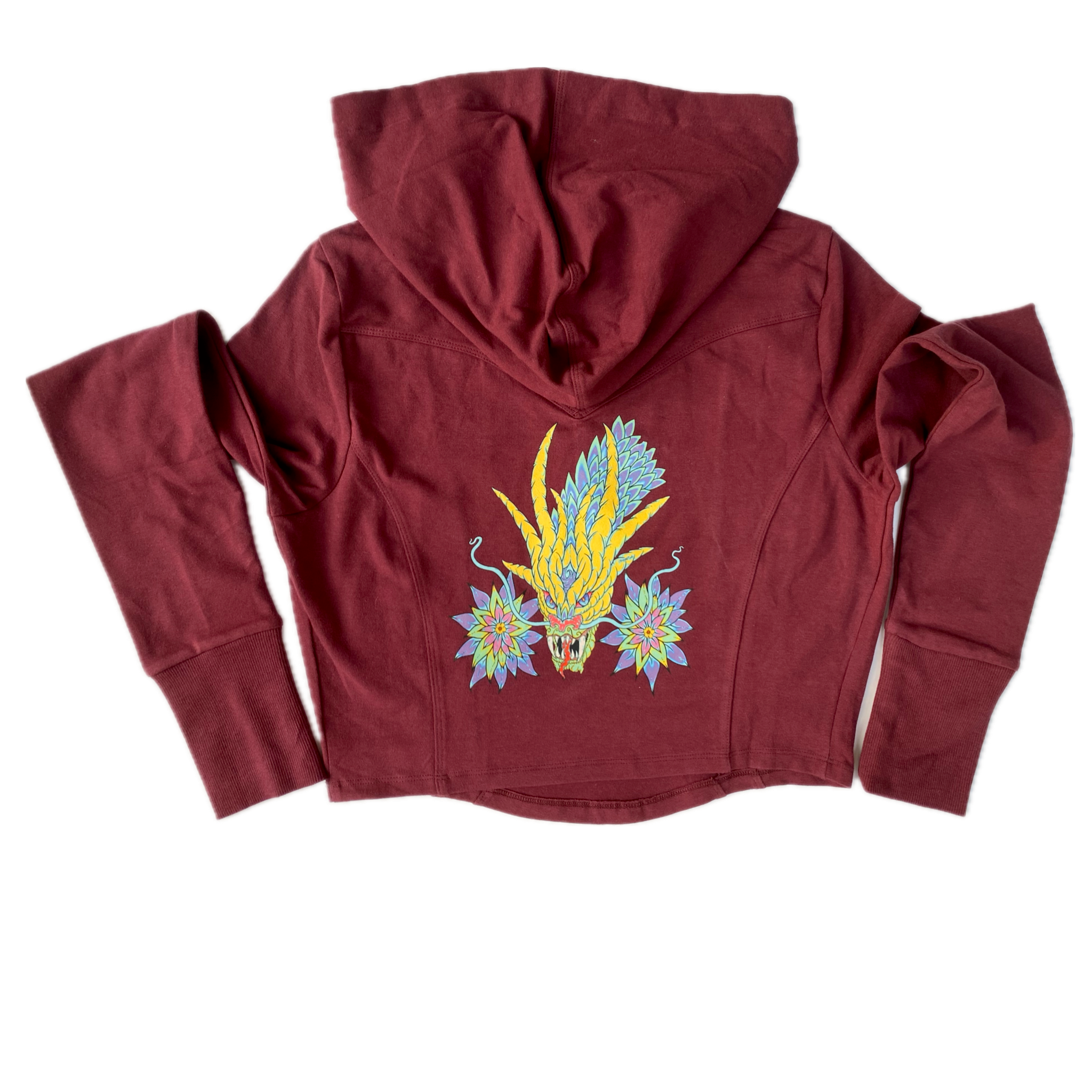 Iris The Dragon Crop Top Hoodie “Wine Red” Sports Fit