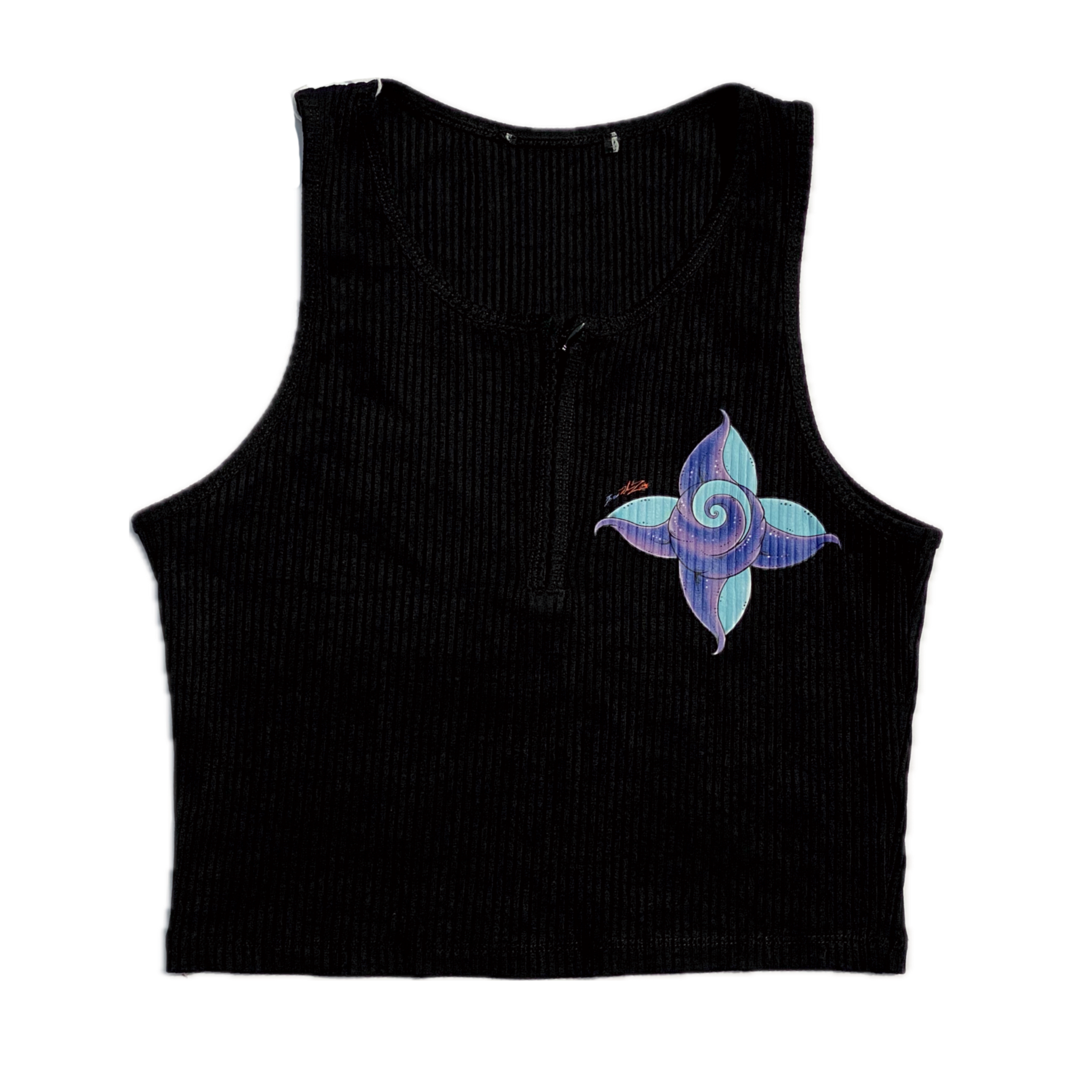 Vamera Ocseria Mermaid Queen Zip Up Crop Top Jet Black