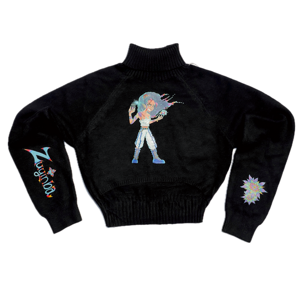 Personia Crop Top Turtle Neck Sweater “Night” Black