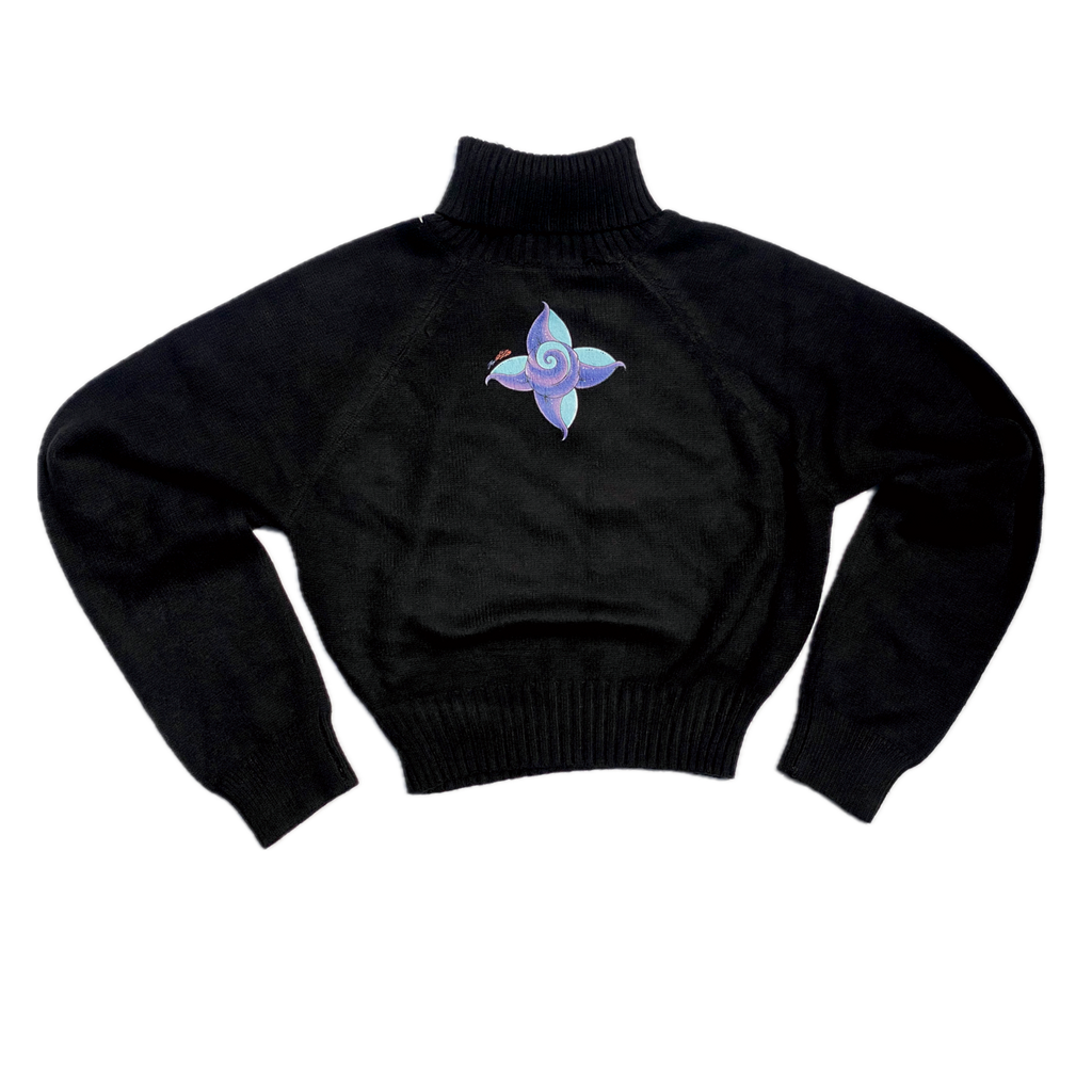 Personia Crop Top Turtle Neck Sweater “Night” Black