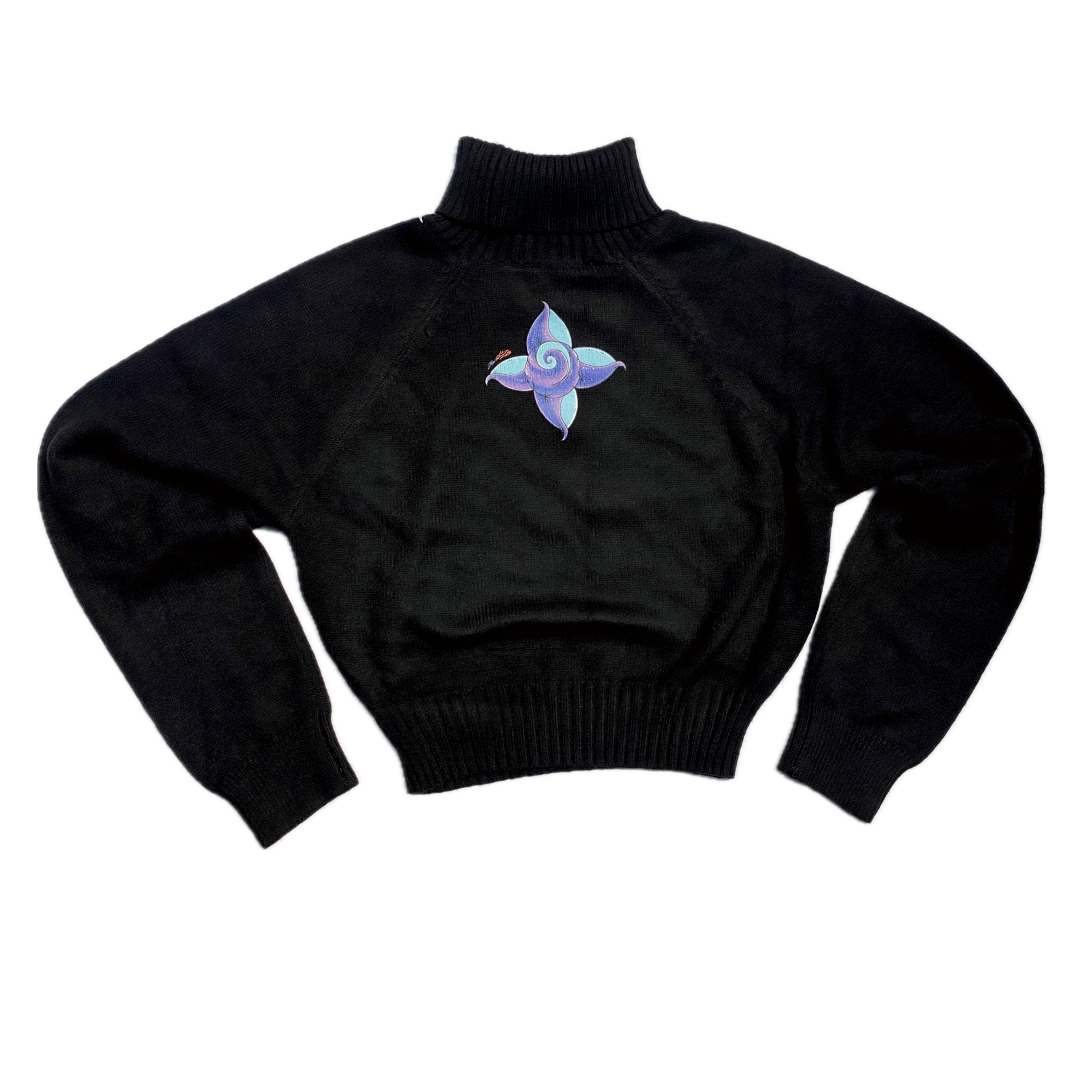Personia Crop Top Turtle Neck Sweater “Night” Black