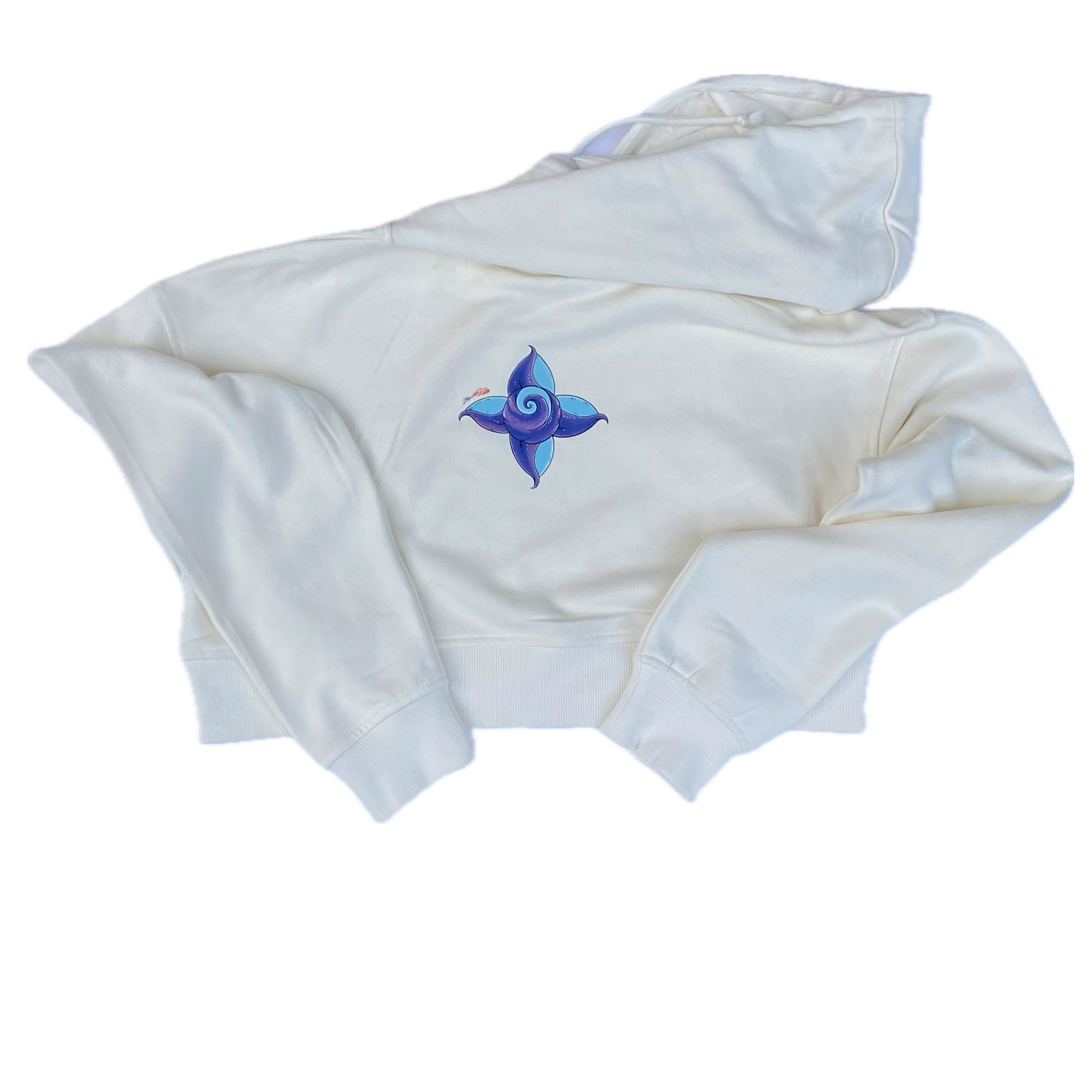 Iris The Dragon Crop Top Hoodie “Vanilla Bean” White